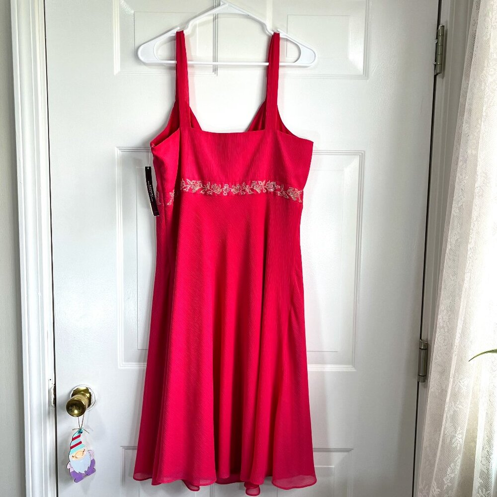 Tahari ASL Pink Empire Waist Pink Cocktail Dress Shiffon and Satin Size 12 NWT - Picture 2 of 11